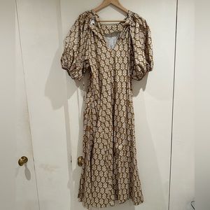 Tan and white print RHODE dress